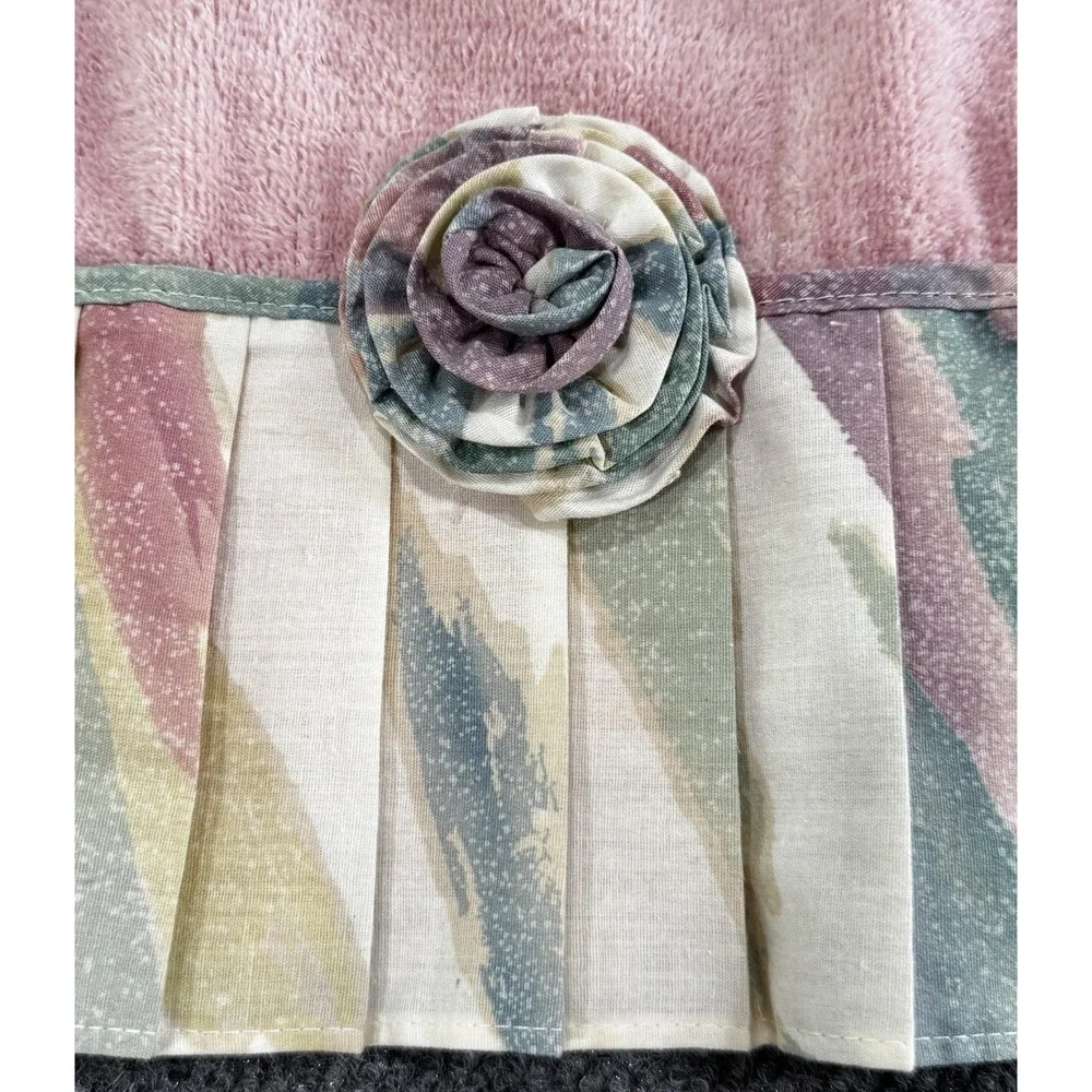 4pc Vtg AVANTI Bath Towel Set 1978 Pink Floral Ruffles Rosettes Hand Fingertip